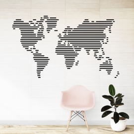 Mapa světa čáry - vinylová samolepka na zeď