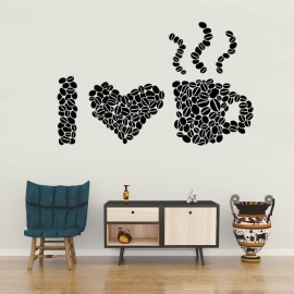 Milujeme kávu - vinylová samolepka na zeď
