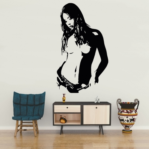 Svůdná sexy žena - vinylová samolepka na zeď