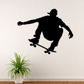 Skateboardista silueta - vinylová samolepka na zeď