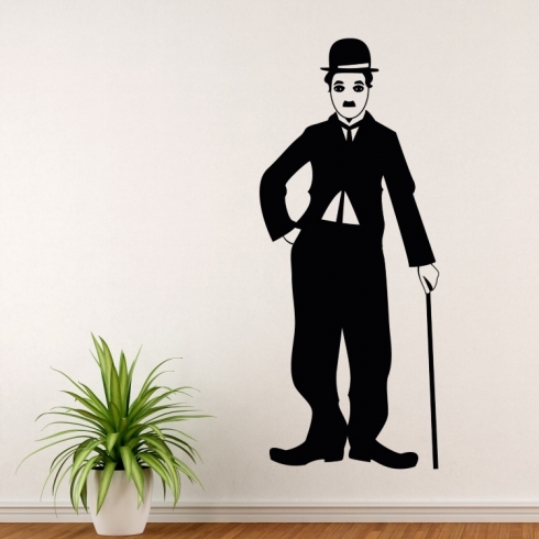 Charlie Chaplin silueta - vinylová samolepka na zeď