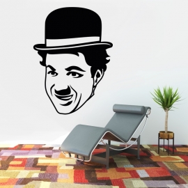 Charlie Chaplin obličej - vinylová samolepka na zeď