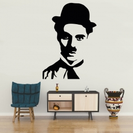 Charlie Chaplin portrét - vinylová samolepka na zeď