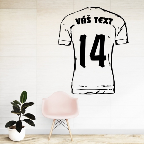 Fotbalový dres s vlastním jménem a číslem - vinylová samolepka na zeď