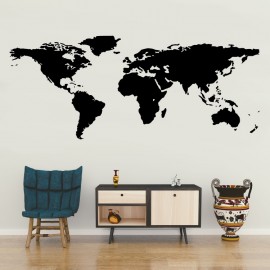 Mapa světa - vinylová samolepka na zeď