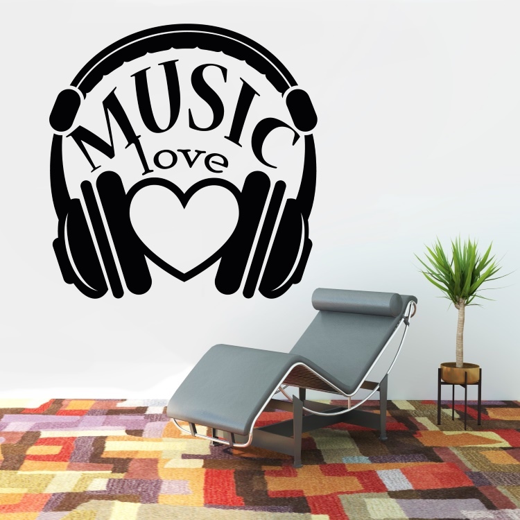 Music Love Láska k hudbě - vinylová samolepka na zeď