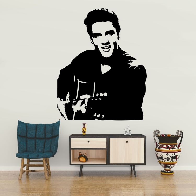 Elvis Presley s kytarou - vinylová samolepka na zeď