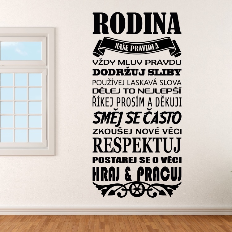 Pravidla rodiny - vinylová samolepka na zeď