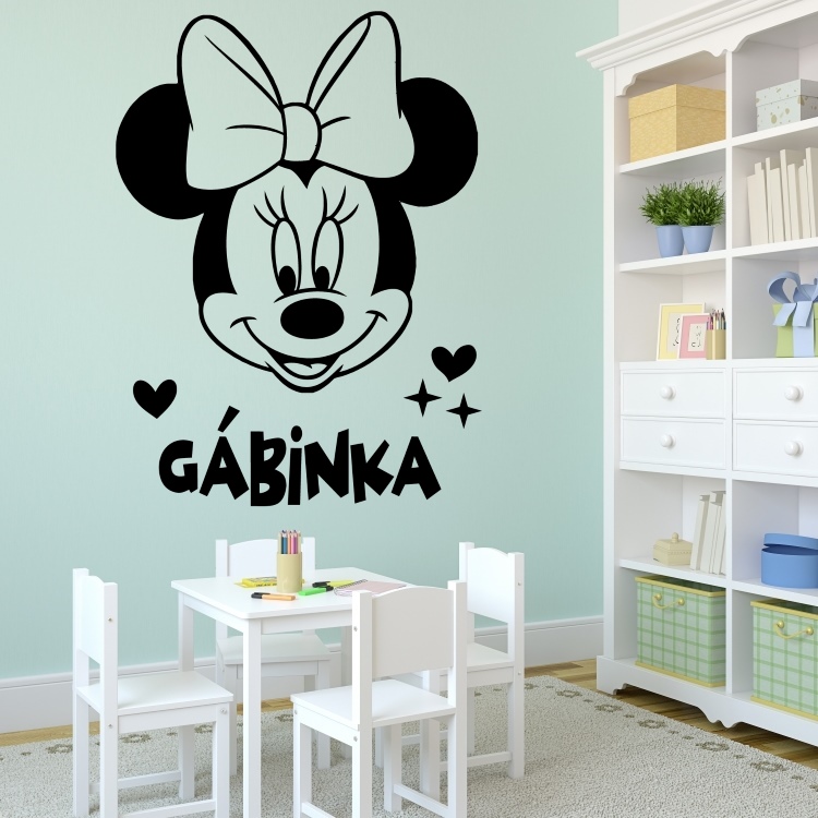 Mickey Mausová s vaším textem - vinylová samolepka na zeď